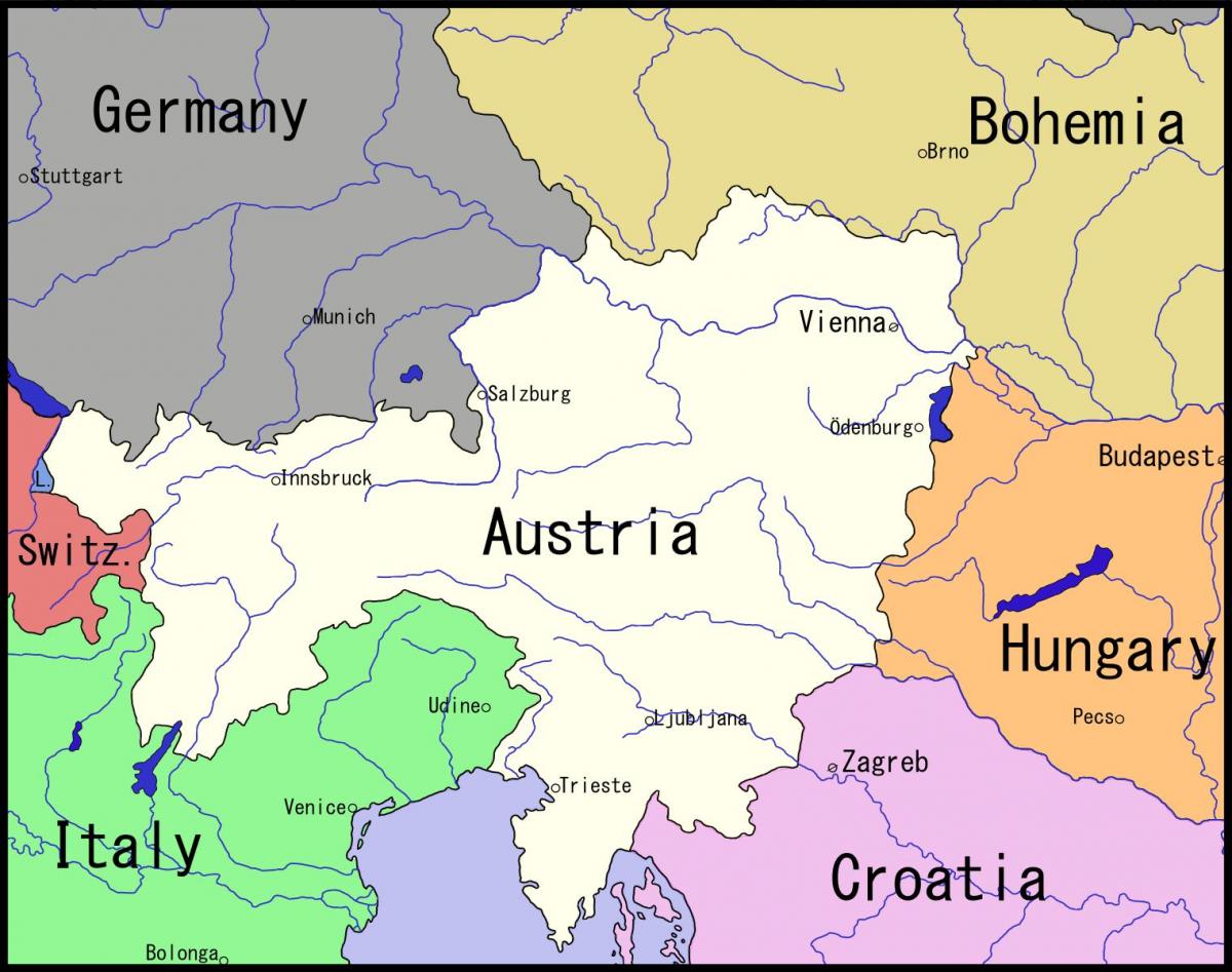 kart over Wien og området rundt