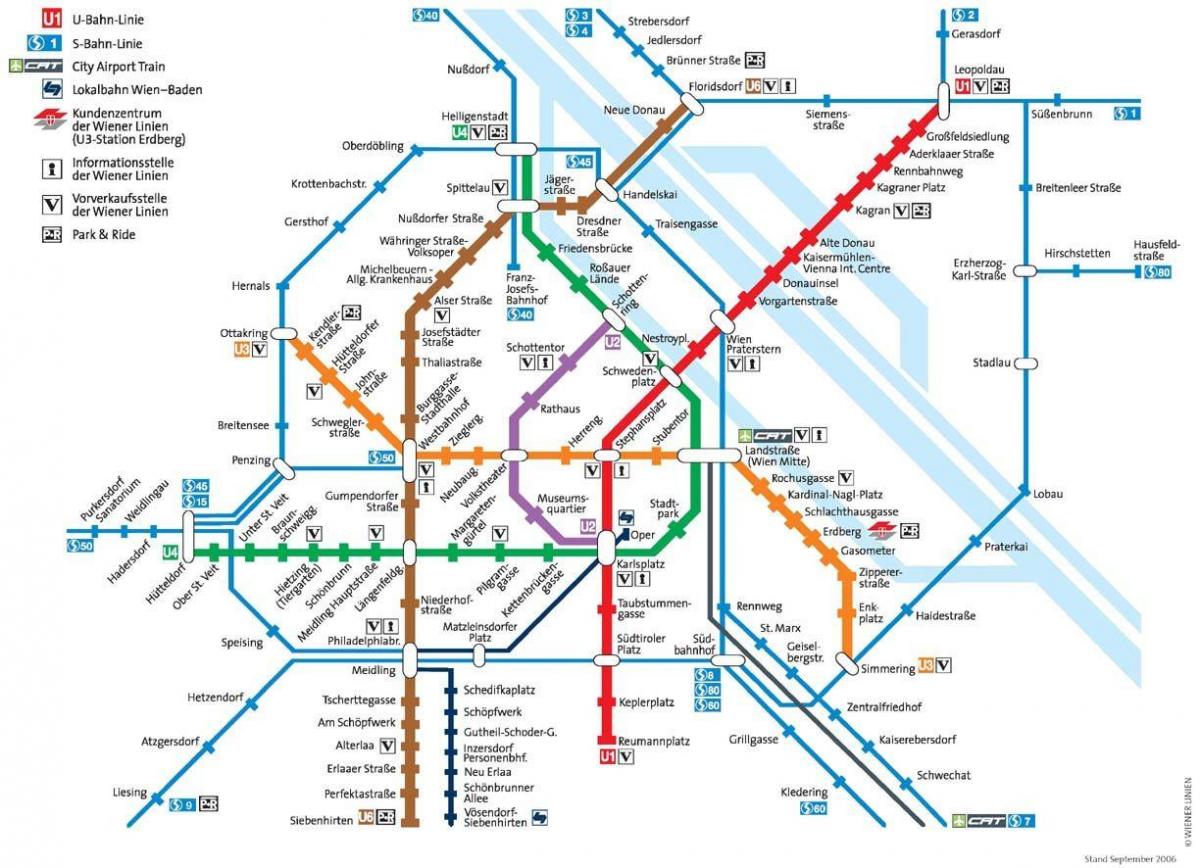 Wien metro kart i full størrelse