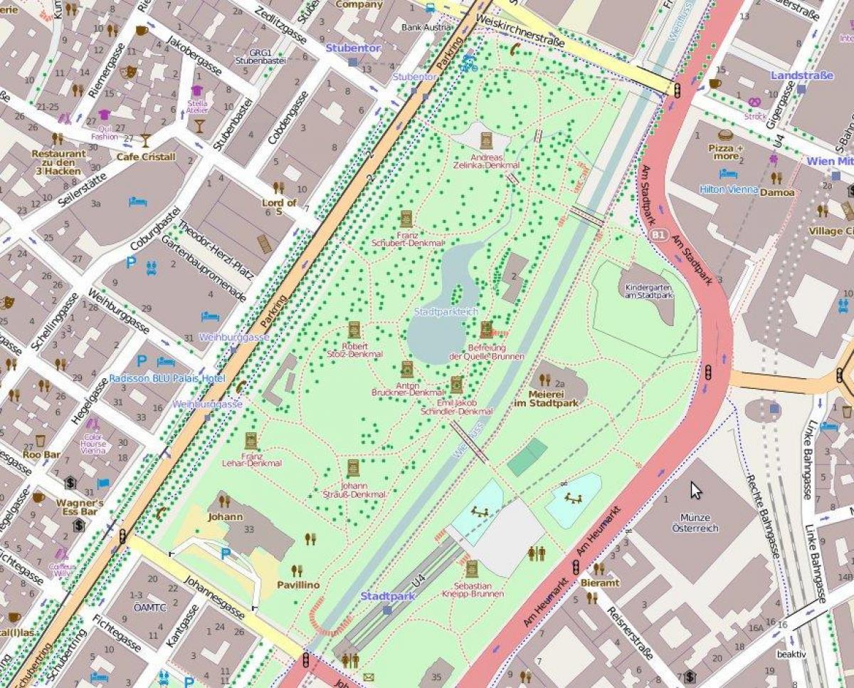 Kart av stadtpark i Wien