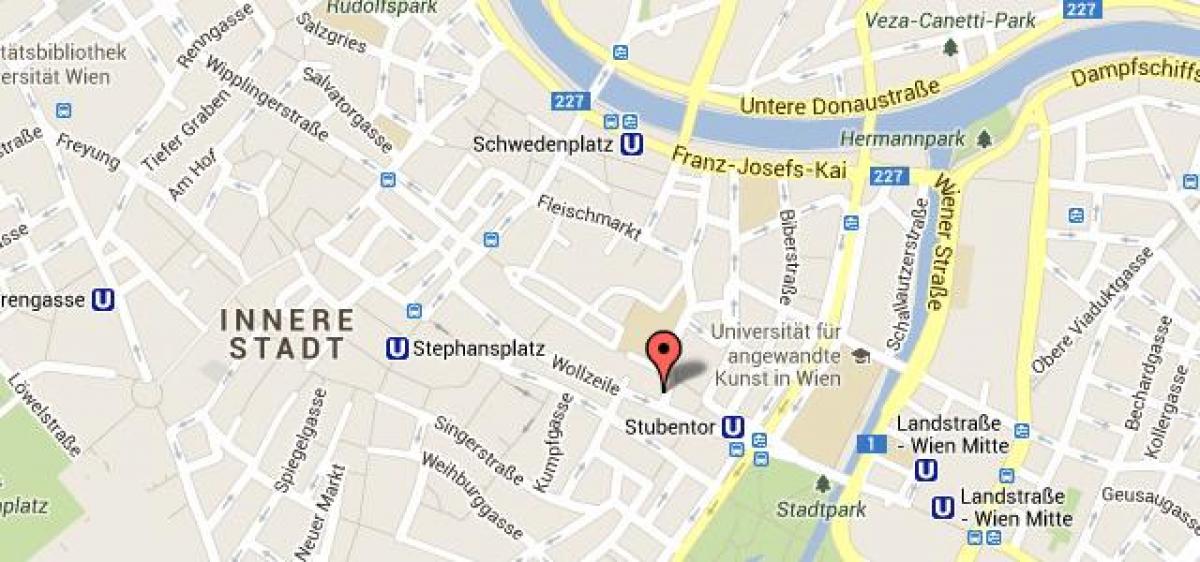 Kart av t-banestasjonene stephansplatz Wien kart