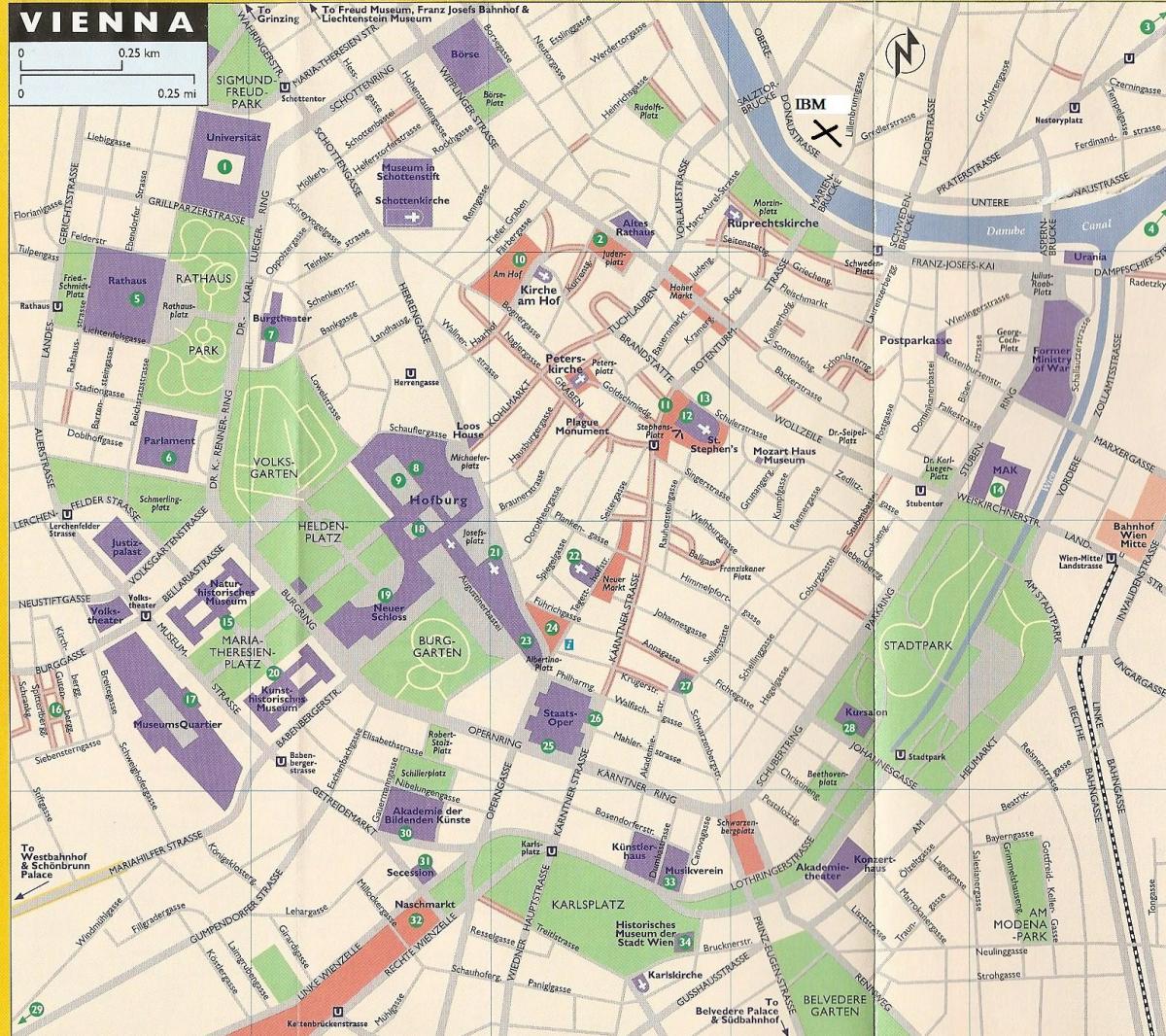 Kart over varehus i Wien 