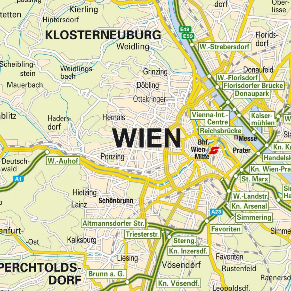 Wien punkter av interesse kart