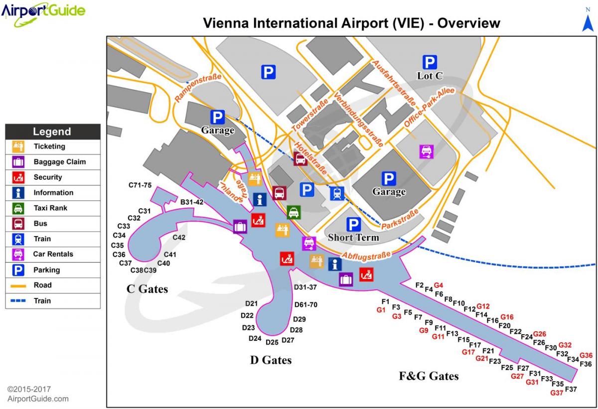 Kart over Wien flyplass reisemål
