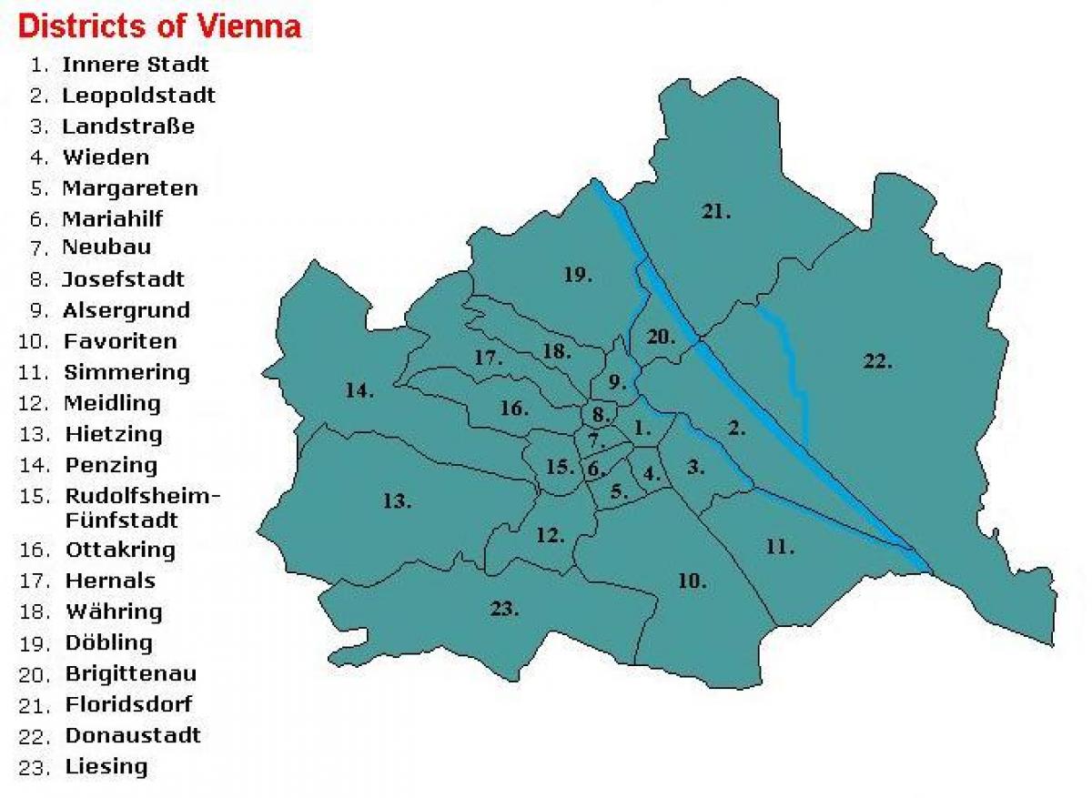 Wien distriktene kart