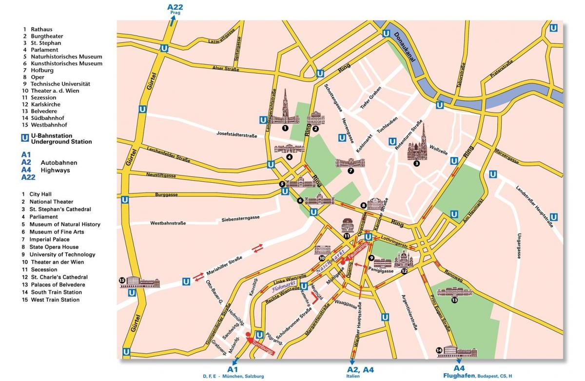 Kart over Wien ringveien 