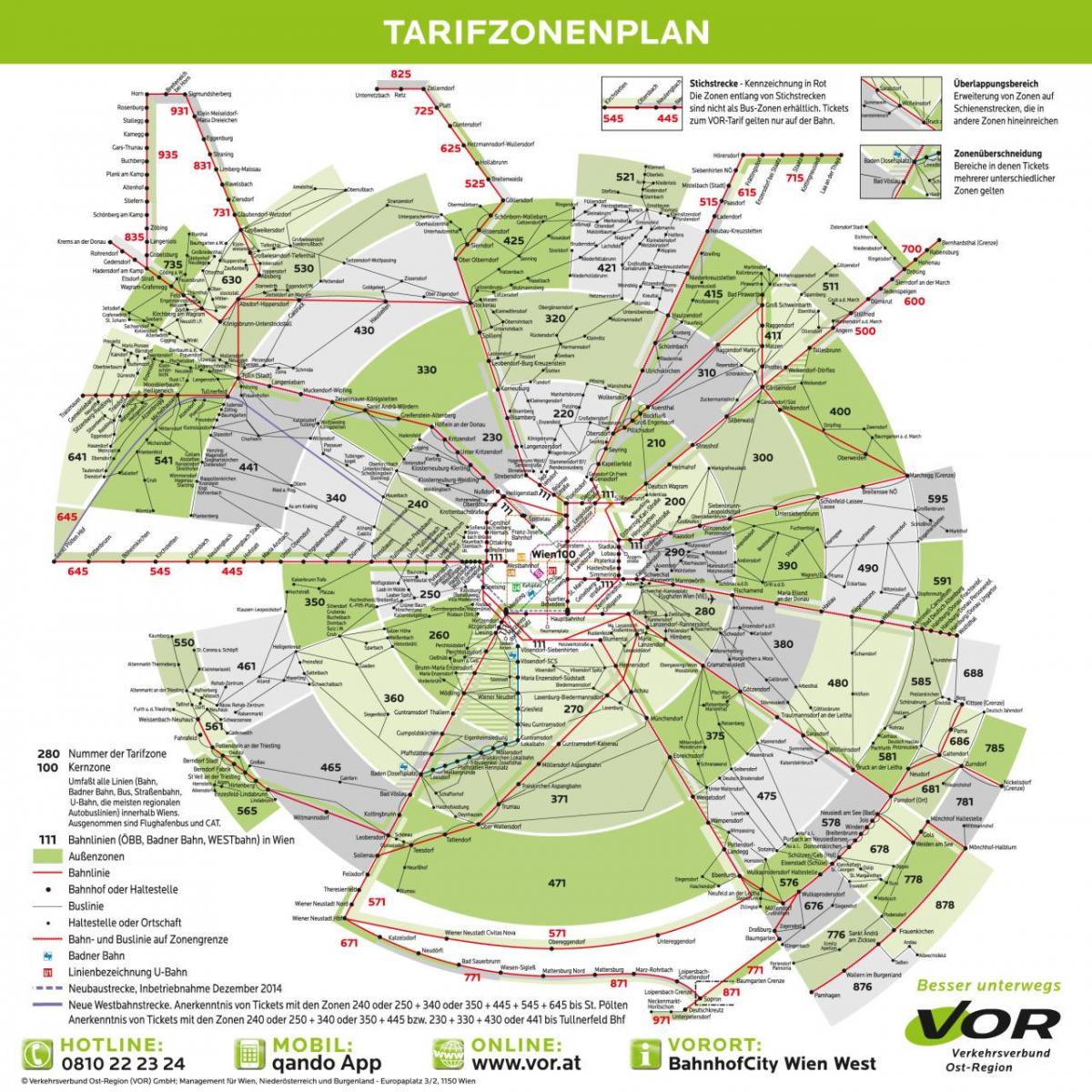 Kart over Wien transport soner