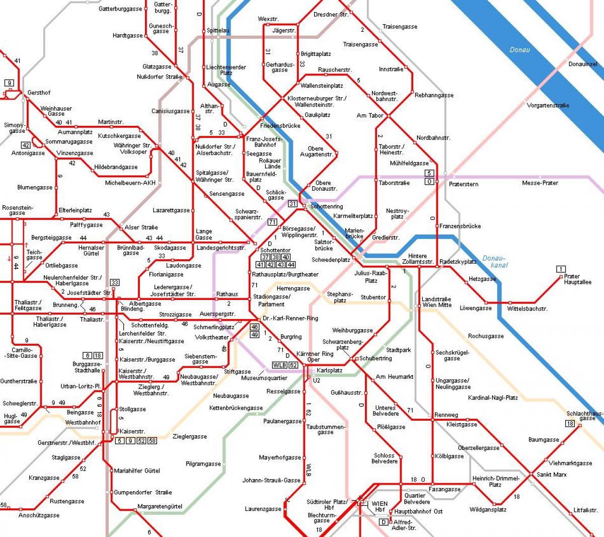 Wien, Østerrike trikk kart
